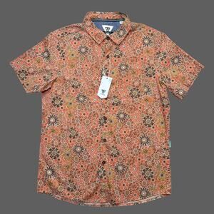 Vissla Patterned SS Button Up Orange Floral Medium NWT